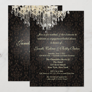 PixDezines Crystal Chandelier+arianna Damask Inbjudningar
