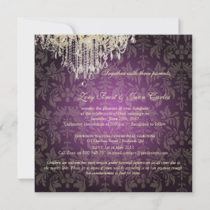 PixDezines Crystal Chandelier + Baroque Damask Inbjudningar