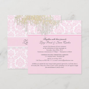 PixDezines Crystal Chandelier + Moiré Damask Inbjudningar