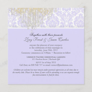 PixDezines Crystal Chandelier+Moiré Damask/lila Inbjudningar