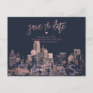 PixDezines/Dallas Save the Date/Fals Rosa Guld Meddelande Vykort