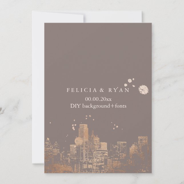PixDezines Dallas Skyline/Rosa Guld/DIY Bakgrund Inbjudningar (Framsida)