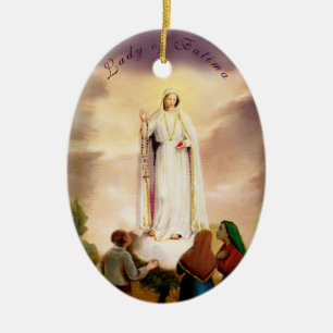 PixDezines Dam i Fatima, Anpassade C Julgransprydnad Keramik