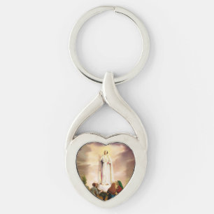 PixDezines Dam i Fatima Twisted Heart Silverfärgad Nyckelring