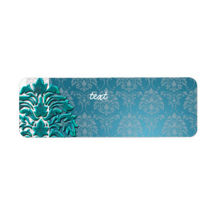 PixDezines Damask 1, teal Returadress Etikett