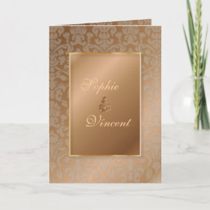 PixDezines Damask 4, Koppar, vikta inbjudningar