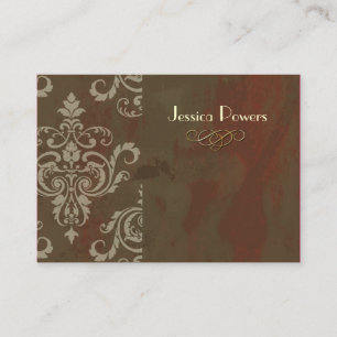 PixDezines DAMASK PÅ RUSTISK BROWN Visitkort