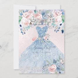 PixDezines dammig rosa blå peonier Quinceanera Inbjudningar