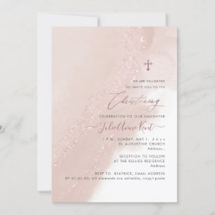 PixDezines dammig rosa roséguld dop Inbjudningar