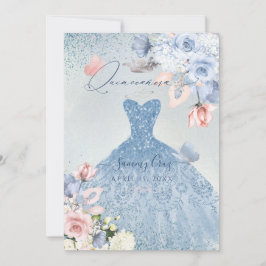 PixDezines dammiga blå rosor Quinceanera-inbjudan Inbjudningar
