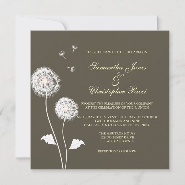 PixDezines Dandelion, Diy background färger Inbjudningar (Framsida)