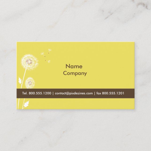 PixDezines dandelions citron zest-gult Visitkort (Framsida)