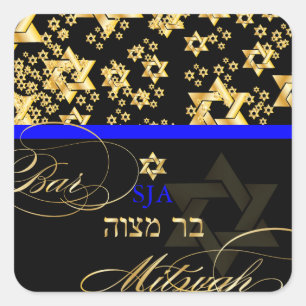 PixDezines Davidstjärna/Bar Mitzvah Fyrkantigt Klistermärke