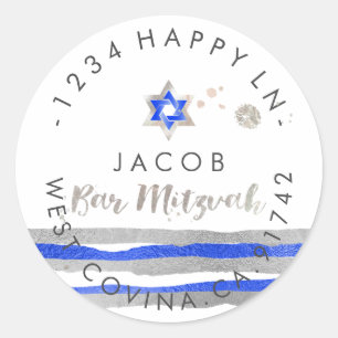 PixDezines dazzled/faux foil/silver/rand/mitzvah Runt Klistermärke