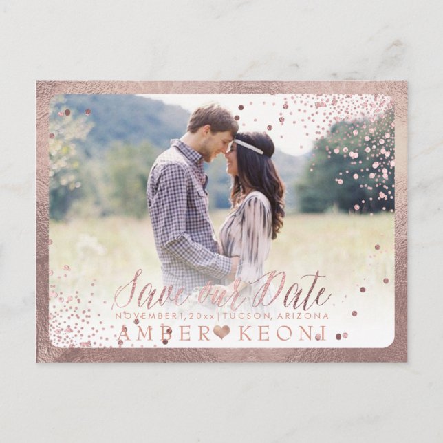 PixDezines Dazzled Faux Ro Guld confetti Meddelande Vykort (Framsida)