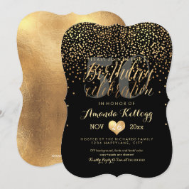 PixDezines Dazzled Guld/Faux Foil/Birthday Inbjudningar