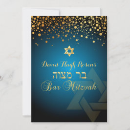 PixDezines dazzled guld/Pub Mitzvah/DIY teal Inbjudningar