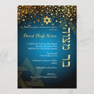 PixDezines dazzled guld/Pub Mitzvah/DIY teal Inbjudningar