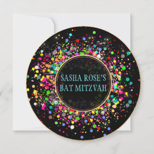 PixDezines Dazzled/Neon Confetti/Bat mitzvah Inbjudningar