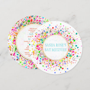 PixDezines Dazzled/Neon Specks/Bat mitzvah Inbjudningar