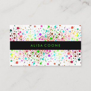 PixDezines Dazzled Rainbow Confetti/Dots/Specks Visitkort