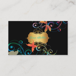 PixDezines Ddragonflies Butterflies Rainbow Swirls Visitkort
