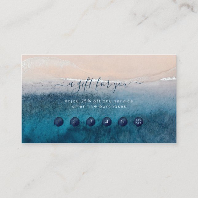 PixDezines Deep Blue Sea Beach Reward Card Visitkort (Framsida)