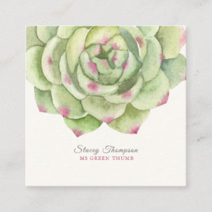 PixDezines Desert Ro Succulent Watercolor Fyrkantigt Visitkort