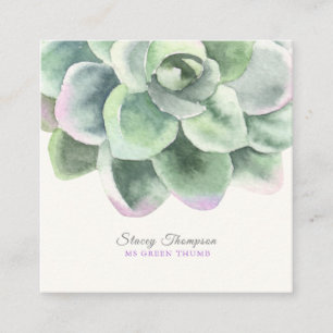 PixDezines Desert Ro Succulent Watercolor Fyrkantigt Visitkort