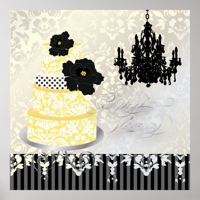 PixDezines desiree damask cake+chandelier Poster (Framsidan)