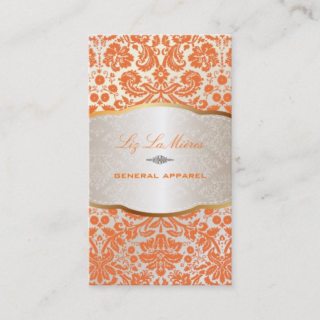 PixDezines desirée damask/orange Visitkort (Framsida)