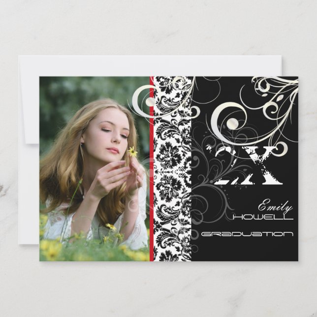 PixDezines DESIREE DAMASK+SWIRLS, STUDENTEN Inbjudningar (Framsida)