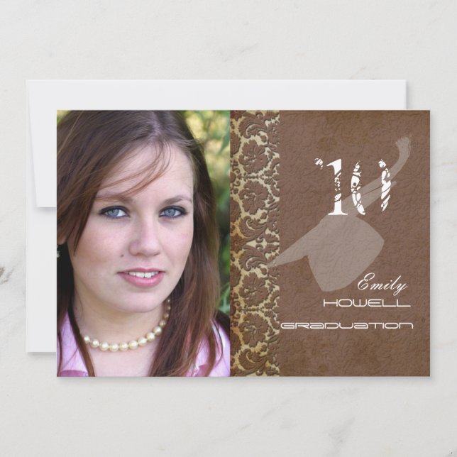 PixDezines Desiree Damask+Swirls Studenten Inbjudningar (Framsida)