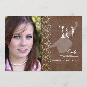 PixDezines Desiree Damask+Swirls Studenten Inbjudningar