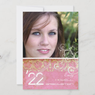 PixDezines Desiree Damask/Vintage+Rosa Inbjudningar