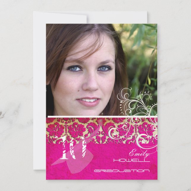 PixDezines Desiree Damask/Vintage/Swirls Inbjudningar (Framsida)