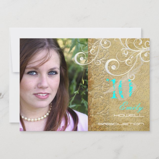 PixDezines Desiree Vintage Damask/2011 Studenten Inbjudningar (Framsida)