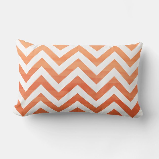 PixDezines digital akvarell-chevron/orange Lumbarkudde (Framsida)