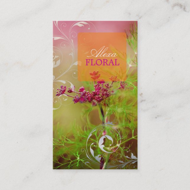 PixDezines dill ogräs+filigree-snurrar Visitkort (Framsida)