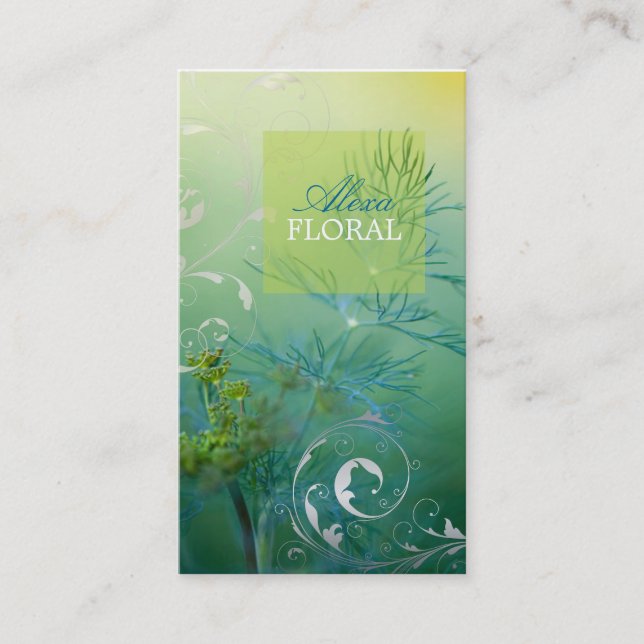 PixDezines dill ogräs+filigree-snurrar Visitkort (Framsida)