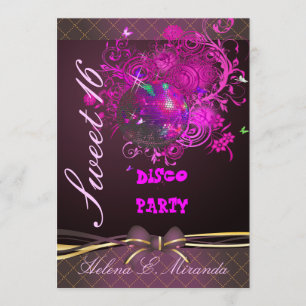 PixDezines Diskoboll Sweet 16/ prinsessa/tiara Inbjudningar
