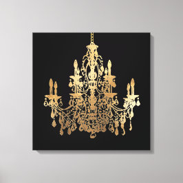 PixDezines DIY Background/Faux Guld Chandelier Canvastryck