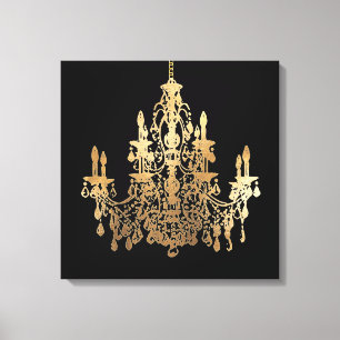 PixDezines DIY Background/Faux Guld Chandelier Canvastryck