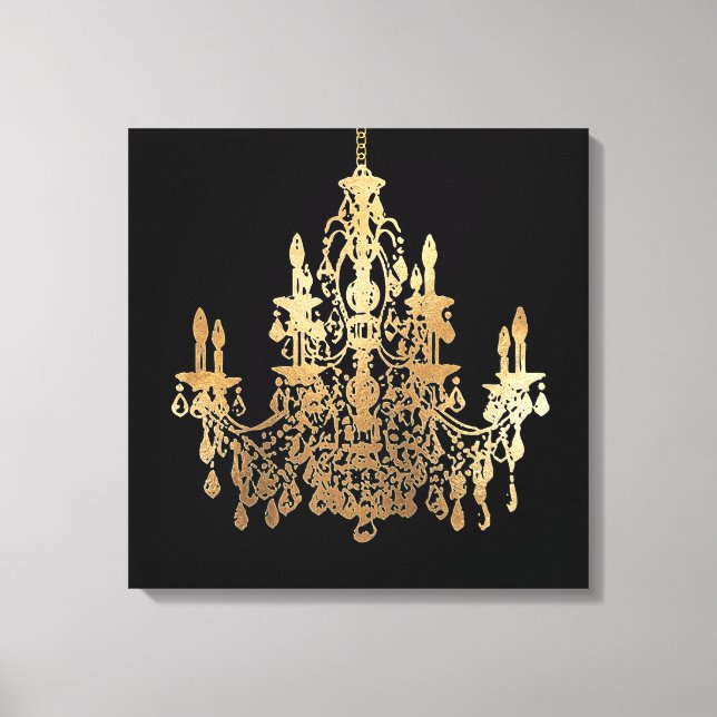 PixDezines DIY Background/Faux Guld Chandelier Canvastryck (Framsida)