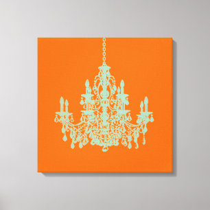 PixDezines DIY Background/Mint Grönt Chandelier Canvastryck