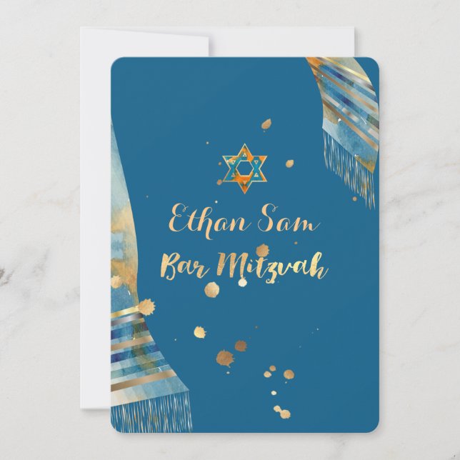 PixDezines DIY-bakgrund färg/talit/Mitzvah Inbjudningar (Framsida)