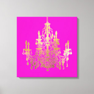 PixDezines DIY Bakgrund/Faux Guld Kronljusterare Canvastryck