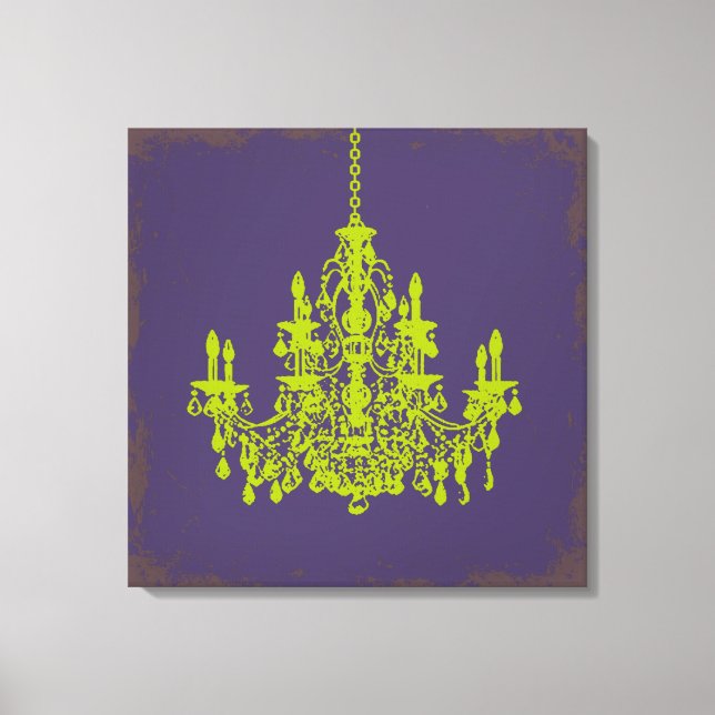 PixDezines DIY Bakgrund/grön kristallkrona Canvastryck (Framsida)