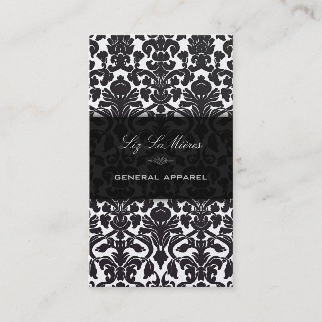 PixDezines/diy-bakgrund/svart flor damask Visitkort (Framsida)