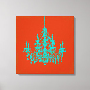 PixDezines DIY-bakgrund/teal ljuskrona Canvastryck